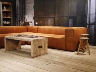 cognac leren hoekbank