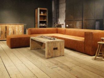 cognac leren hoekbank