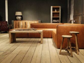 cognac leren hoekbank