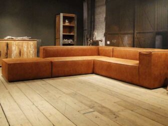 cognac leren hoekbank