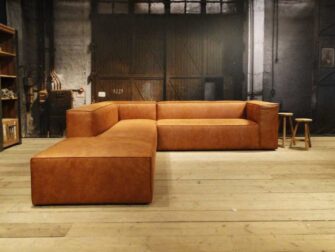 cognac leren hoekbank