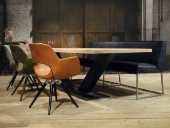 lange industriele eiken v poot tafel