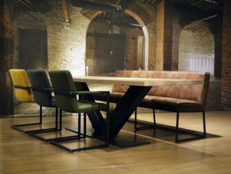 maatwerk industriele eiken v poot tafel