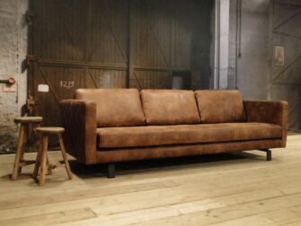 Bruine leren 4 zits bank