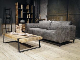 geschuurd leren 2,5 zits bank grijs