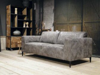 geschuurd leren 2,5 zits bank grijs