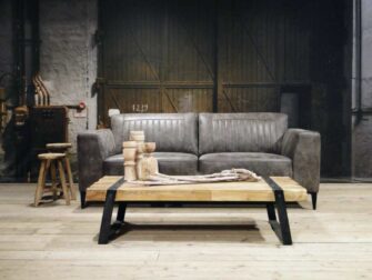 geschuurd leren 2,5 zits bank grijs