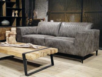 geschuurd leren 2,5 zits bank grijs