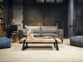 geschuurd leren 2,5 zits bank grijs