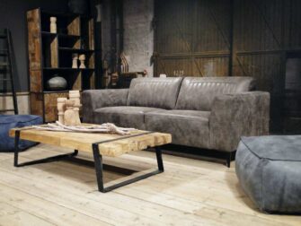 geschuurd leren 2,5 zits bank grijs