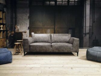 geschuurd leren 2,5 zits bank grijs