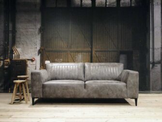 geschuurd leren 2,5 zits bank grijs