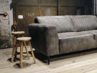 geschuurd leren 2,5 zits bank grijs