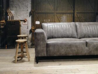 geschuurd leren 2,5 zits bank grijs