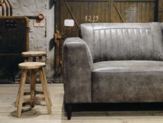 geschuurd leren 2,5 zits bank grijs