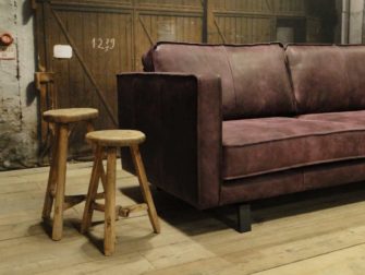 leren 3 zits bank paars