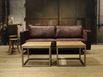 leren 3 zits bank paars