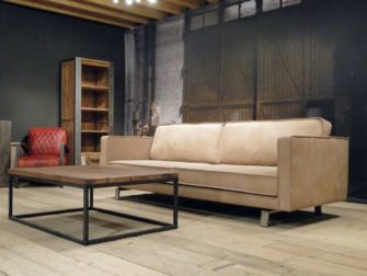 beige 4 zits bank leer