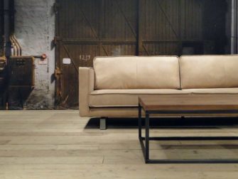 beige 4 zits bank leer