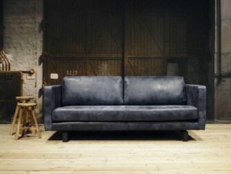 leren 3 zits bank blauw