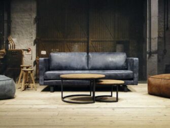 leren 3 zits bank blauw