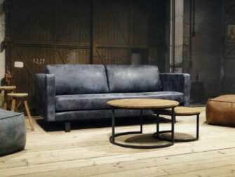 leren 3 zits bank blauw