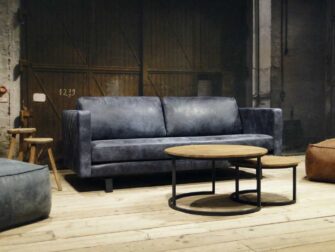 leren 3 zits bank blauw