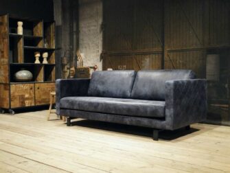 leren 3 zits bank blauw