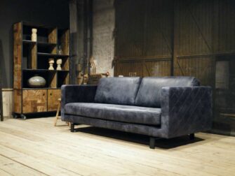 leren 3 zits bank blauw