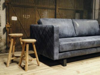 leren 3 zits bank blauw