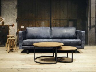 leren 3 zits bank blauw