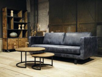 leren 3 zits bank blauw