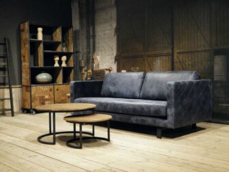 leren 3 zits bank blauw