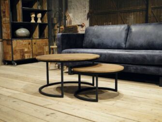 leren 3 zits bank blauw