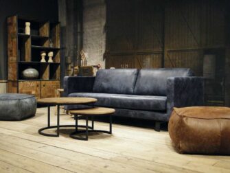 leren 3 zits bank blauw