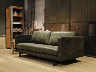 groene leren 3 zits bank