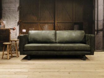 groene leren 3 zits bank