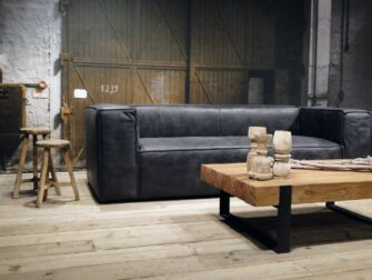 stoere zwart leren bank