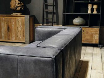 Grote zwarte leren bank