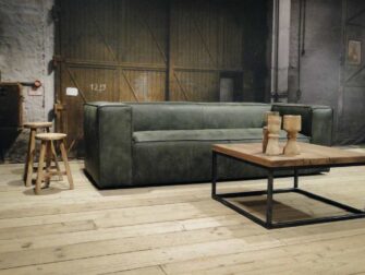 leren bank donker groen