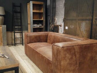 grote leren 3 zits bank bruin