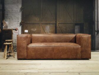grote leren 3 zits bank bruin