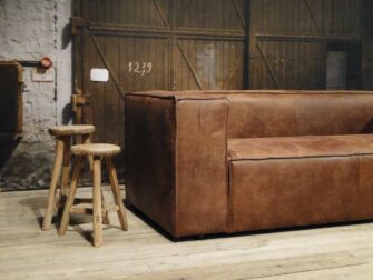 grote leren 3 zits bank bruin