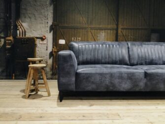 leren 3 zits bank blauw