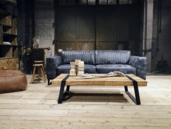 leren 3 zits bank blauw