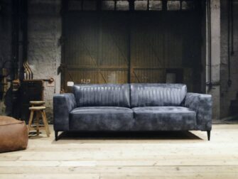 leren 3 zits bank blauw