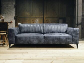 leren 3 zits bank blauw