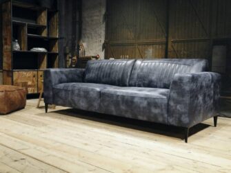 leren 3 zits bank blauw