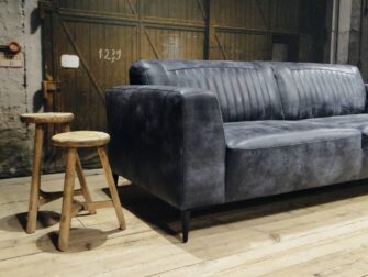 leren 3 zits bank blauw