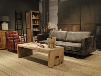 geschuurd leren 3 zits bank